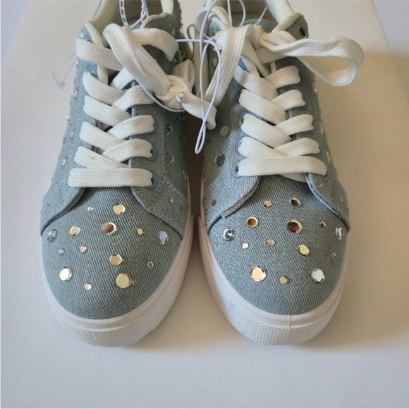 Blue denim Sneakers with Sparkle Accents - Picture 2 of 11
